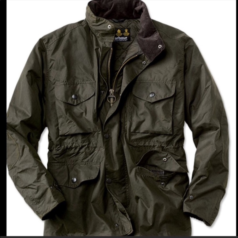 Barbour Olive Waxed Snapper Jacket